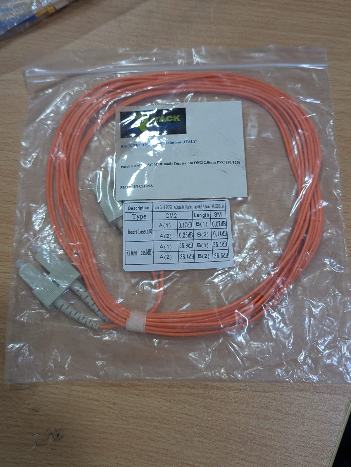 Patch Cord SC/SC Multimode Duplex 3m OM2 2.0mm PVC (50/125)