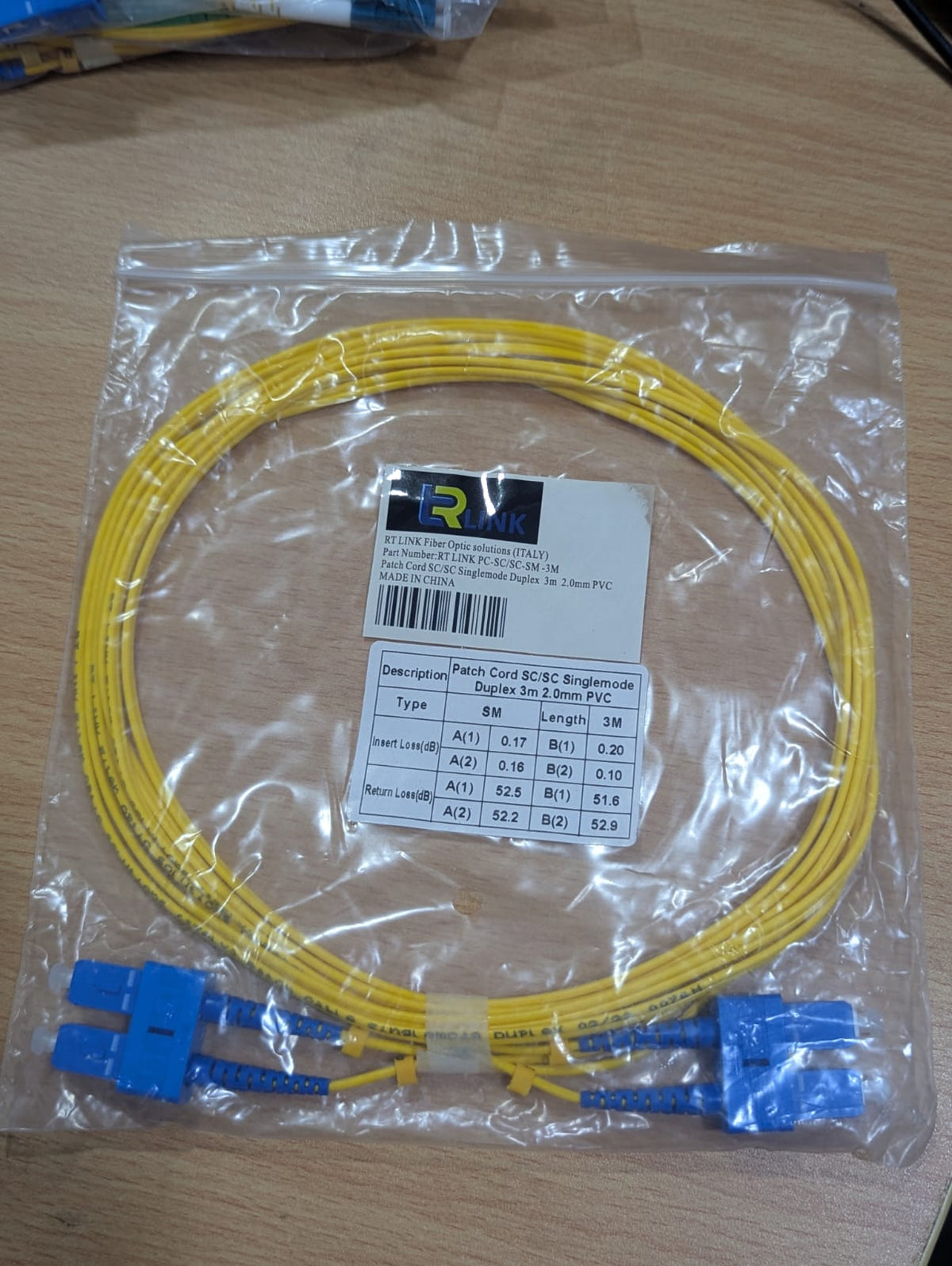 Pach cord Sc / Sc Single mode Duplex3 m