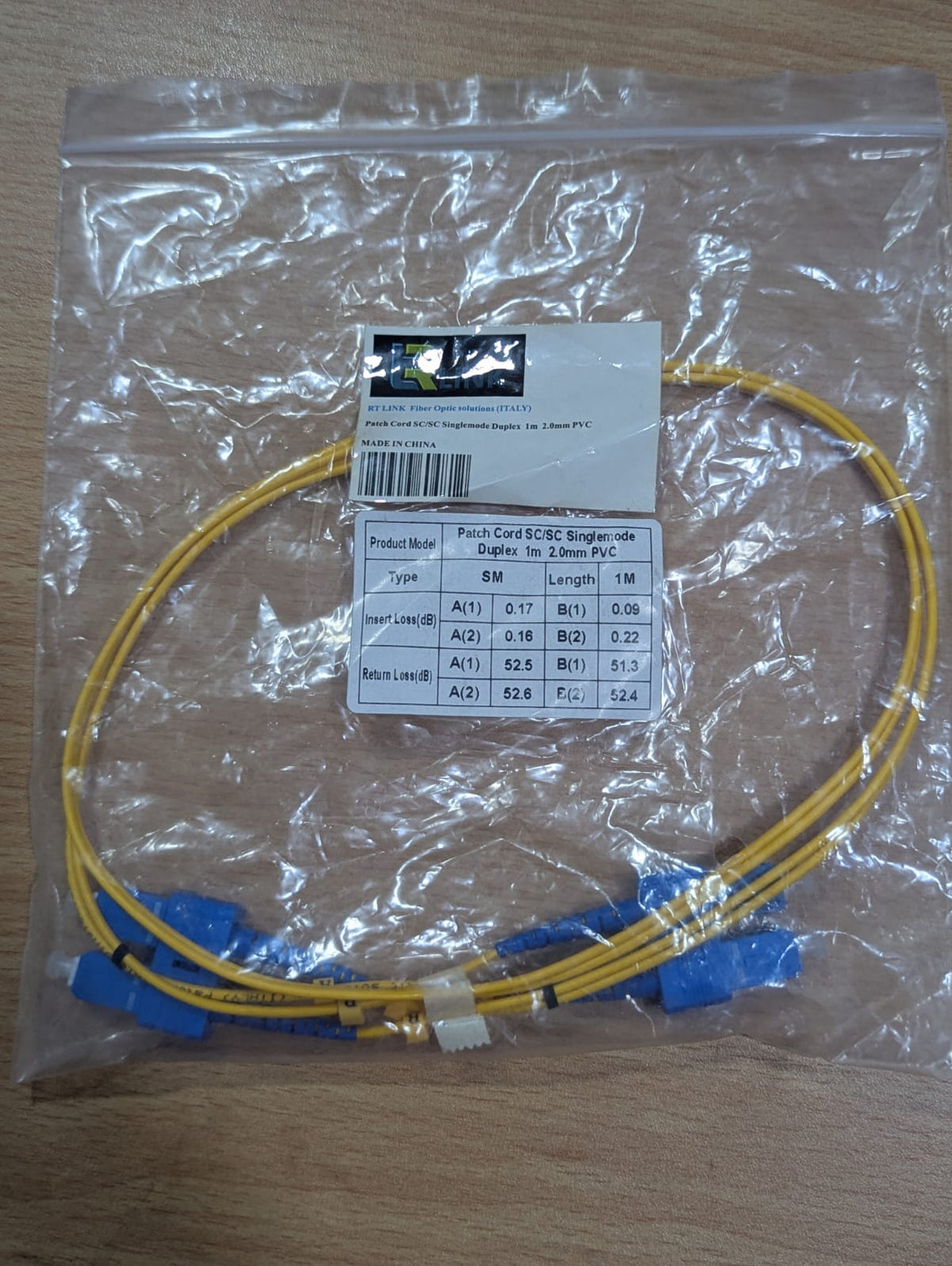 Pach cord Sc / Sc Single mode Duplex 1 m