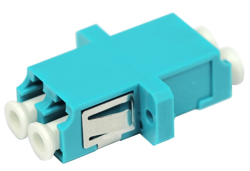 RT LINK LC Duplex Multimode OM3 Fiber Optic Adapter with Flange & Screws, Aqua