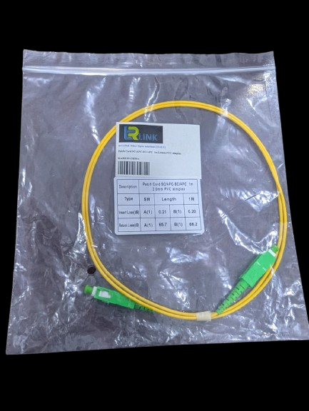 RT LINK Fiber Optic Patch Cord SC/APC | 1 Meter | 2.0mm PVC | Simplex