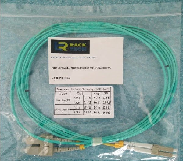 Patch Cord SC/SC Multimode Duplex 1m OM3 2.0mm PVC